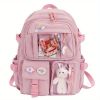 Women's Travel Backpack Women's Multi-Pocket Waterproof College School Bag Transparent Bag Large Capacity Laptop Backpack Reinforcement - Pink