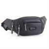 Black High-capacity Fanny Pack; Male Outdoor Sports Fashion Mobile Phone Bag; Waterproof Running Cross-body Business Purse; Waist Bag - Black