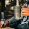 Outdoor stainless steel mug large capacity beer mug retro tea cup old wide mouth mug camping mug self-drive - Stainless steel mug-Silver