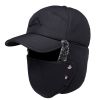 Mens Outdoor Thickened Warm Ear Protection Windproof Versatile Winter Baseball Cap - Black