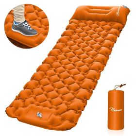 Outdoor inflatable pad foot pedal light portable outdoor camping inflatable mattress lunch break sleeping pad tent inflatable pad - orange