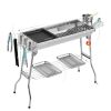 Foldable Stainless Steel Charcoal Barbecue Grill - 32" X 8" X 34"