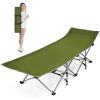 Folding Camping Cot with Side Storage Pocket Detachable Headrest - Green