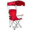 Foldable Beach Canopy Chair Sun Protection Camping Lawn Canopy Chair 330LBS Load Folding Seat - Red