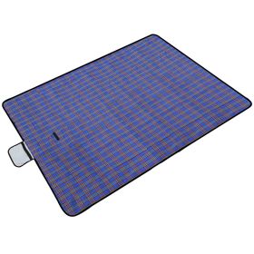 60" x 78" Waterproof Picnic Blanket Handy Mat with Strap Foldable Camping Rug - Blue