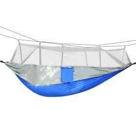 600lbs Load 2 Persons Hammock with Mosquito Net Outdoor Hiking Camping Hammock Portable Nylon Swing Hanging Bed - Grey