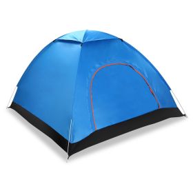 4 Persons Camping Waterproof Tent Pop Up Tent Instant Setup Tent w/2 Mosquito Net Doors Carrying Bag Folding 4 Seasons  - Blue