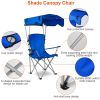 Foldable Beach Canopy Chair Sun Protection Camping Lawn Canopy Chair 330LBS Load Folding Seat - Blue