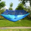 600lbs Load 2 Persons Hammock with Mosquito Net Outdoor Hiking Camping Hammock Portable Nylon Swing Hanging Bed - Blue