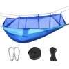 600lbs Load 2 Persons Hammock with Mosquito Net Outdoor Hiking Camping Hammock Portable Nylon Swing Hanging Bed - Blue