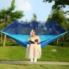 600lbs Load 2 Persons Hammock with Mosquito Net Outdoor Hiking Camping Hammock Portable Nylon Swing Hanging Bed - Blue