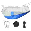 600lbs Load 2 Persons Hammock with Mosquito Net Outdoor Hiking Camping Hammock Portable Nylon Swing Hanging Bed - Grey