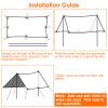 Waterproof Camping Tarp Kit Tent Canopy Rain Fly Awning Shelter for Outdoor Picnic Hammock Hiking Backpacking Travelling UV Protection - 3X5m