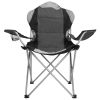 Foldable Camping Chair Heavy Duty Steel Lawn Chair Padded Seat Arm Back Beach Chair 330LBS Max Load with Cup Holder Carry Bag - Grey