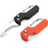 Multitool Keychain Knife; Small Pocket Box/Strap Cutter; Razor Sharp Serrated Blade And Paratrooper Hook; EDC Folding Knives - Army Green +white