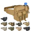 Tactical Waist Bag Denim Waistbag With Water Bottle Holder For Outdoor Traveling Camping Hunting Cycling - Jungle Camouflage