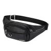 PU Chest Bag Solid Color Lightweight Travel Waist Bag Daily Commuting Large-capacity Messenger Chest Bag - Black