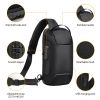 Men's Sling Backpack Waterproof Anti-theft Shoulder Crossbody Chest Bag Messenger Sling Bag Daypack with USB Charging Port - Black