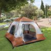 240*240*150cm Spring Quick Opening Four-Person Family Tent Camping Tent Brown - as picture