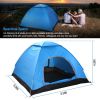 4 Persons Camping Waterproof Tent Pop Up Tent Instant Setup Tent w/2 Mosquito Net Doors Carrying Bag Folding 4 Seasons  - Blue