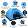 4 Persons Camping Waterproof Tent Pop Up Tent Instant Setup Tent w/2 Mosquito Net Doors Carrying Bag Folding 4 Seasons  - Blue