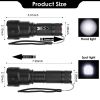 LED Rechargeable Flashlight Zoomable Aluminum Alloy Flashlight Torch  - Black