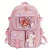 Women's Travel Backpack Women's Multi-Pocket Waterproof College School Bag Transparent Bag Large Capacity Laptop Backpack Reinforcement - Pink