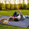 60" x 78" Waterproof Picnic Blanket Handy Mat with Strap Foldable Camping Rug - Blue