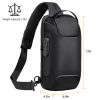 Men's Sling Backpack Waterproof Anti-theft Shoulder Crossbody Chest Bag Messenger Sling Bag Daypack with USB Charging Port - Black