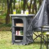 Folding Camping Storage Cabinet with 3 Shelves and Carry Bag - Gray