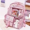 Women's Travel Backpack Women's Multi-Pocket Waterproof College School Bag Transparent Bag Large Capacity Laptop Backpack Reinforcement - Pink